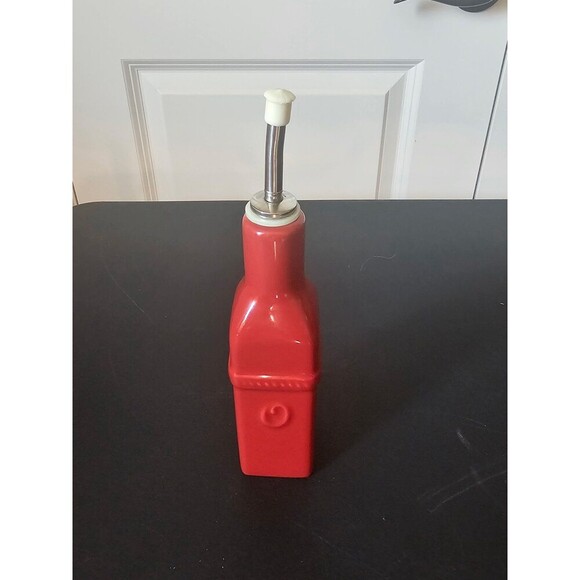 Belaverra oil and vinegar ceramic cruets bottles with metal stand - Picture 5 of 6